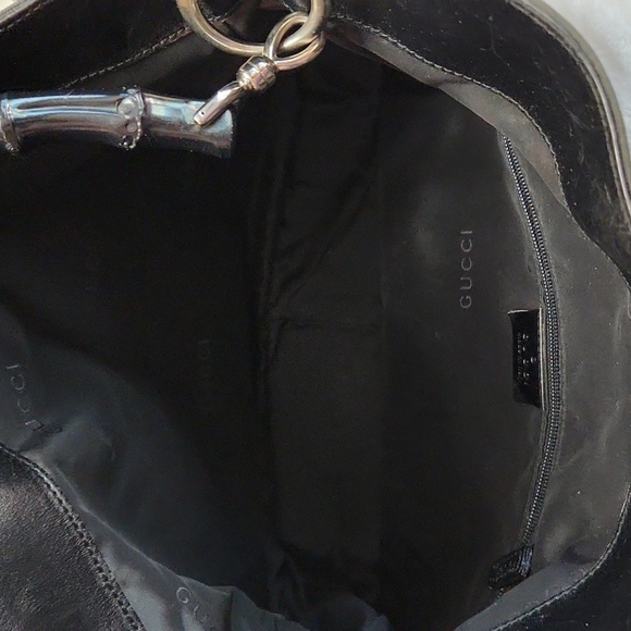 Gucci Bamboo Black Nylon Small Tote with Leather Trim - Picture 10 of 11